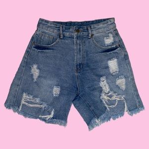 SHEIN Distressed Jean Shorts (Biker length)